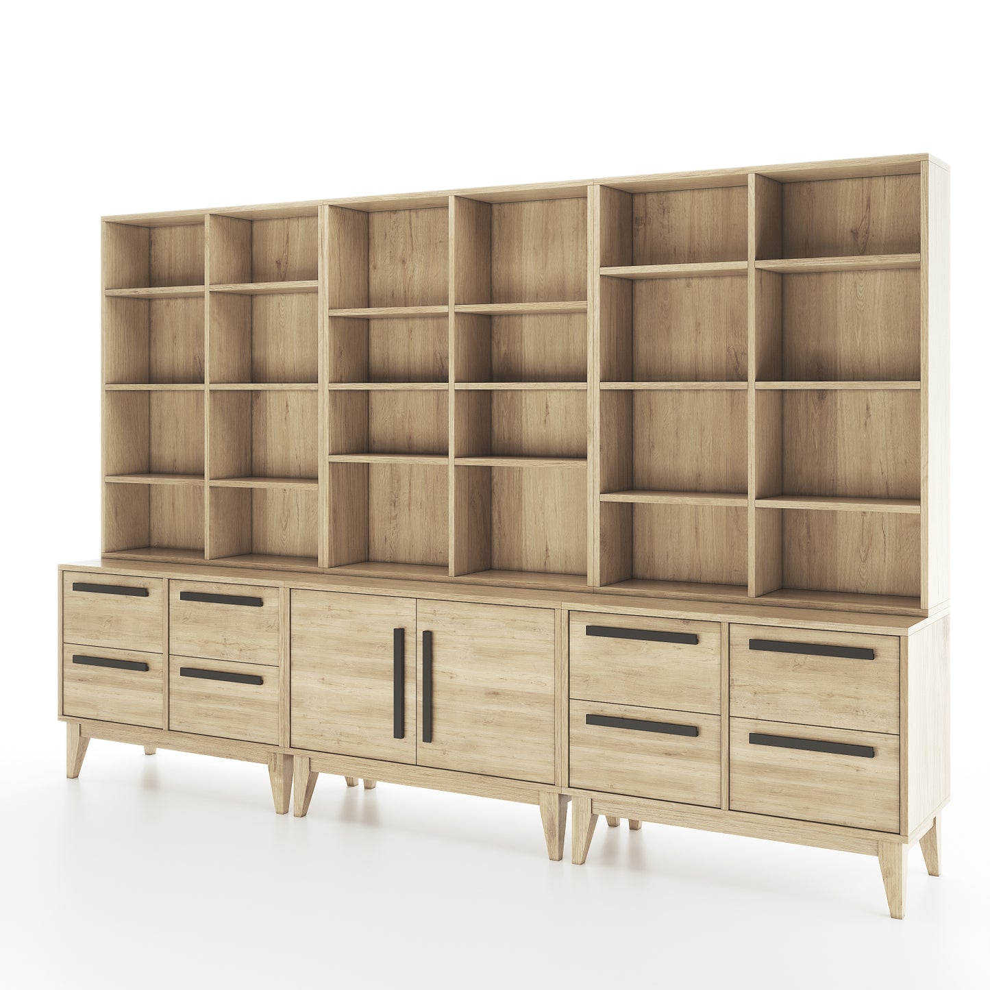 Oak Sectional Bookcase at an angle on a white background