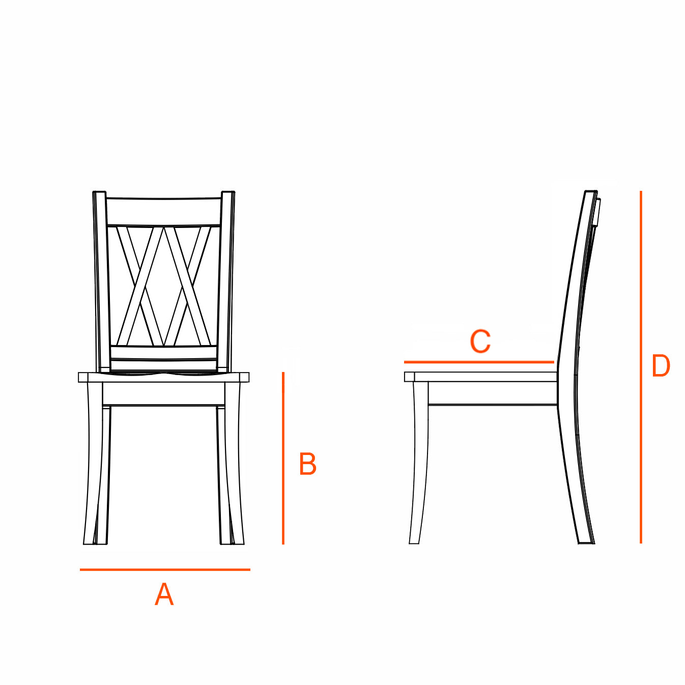 Dimensions for the Double X Chair