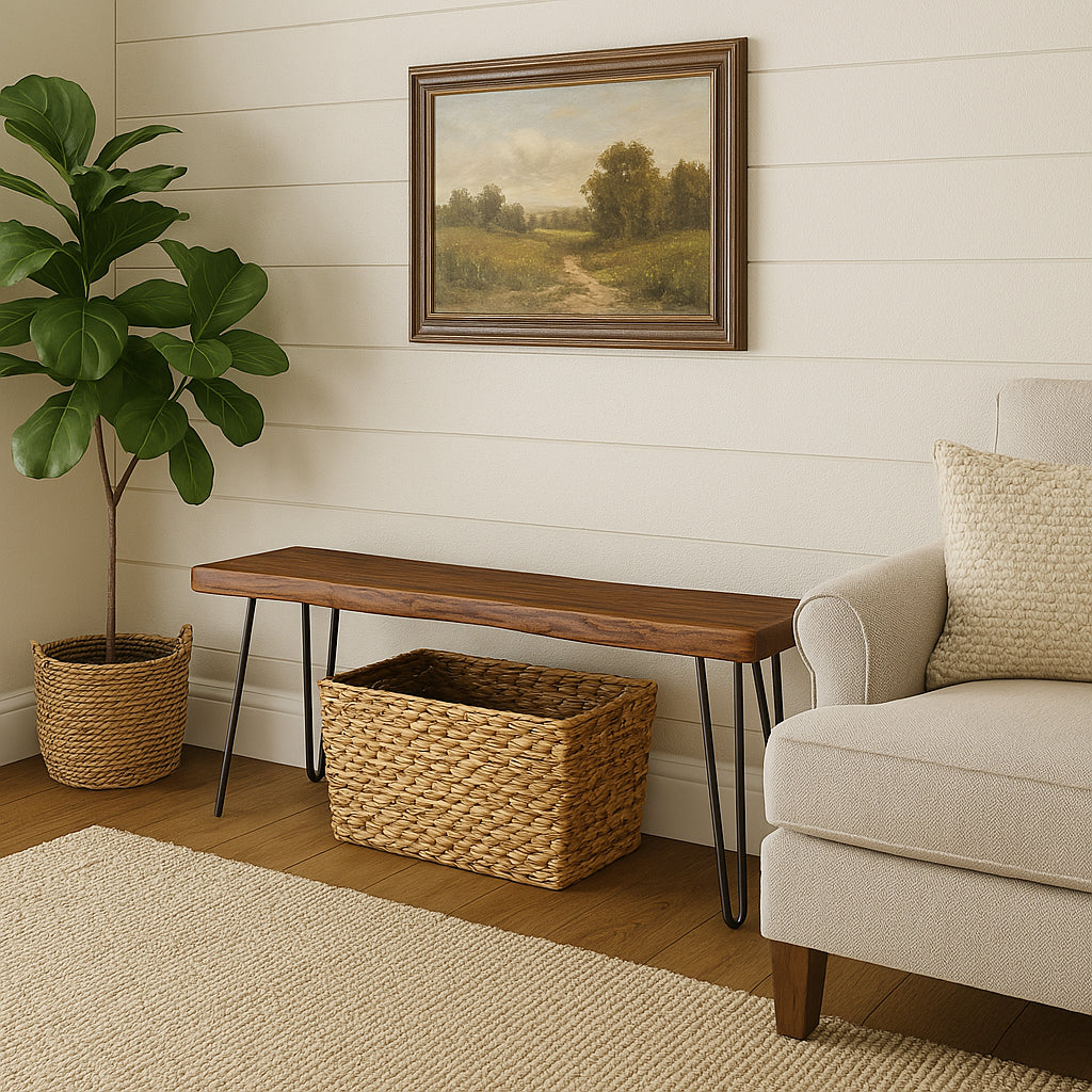 Live Edge Bench with Modern Legs