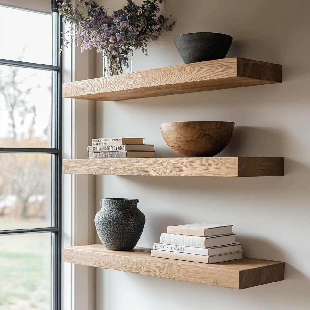 White Oak Floating Shelves, Floating order Shelf