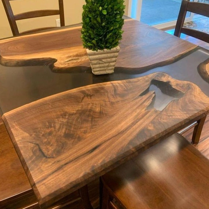 Made to Order Table, Custom Black Epoxy Table, Walnut Epoxy Resin Table,  Epoxy Dining Table, Black Epoxy Table, River Epoxy Dining Table