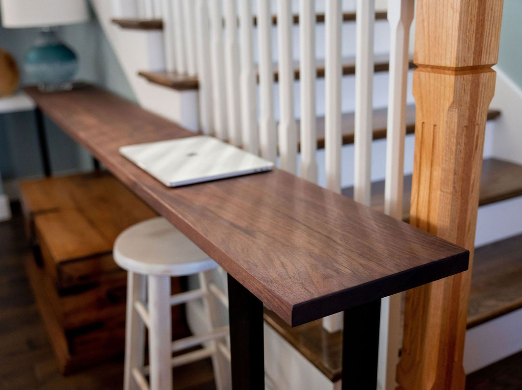 Narrow Desk, Hallway Desk, Thin Desk - Walnut - Brick Mill Furniture