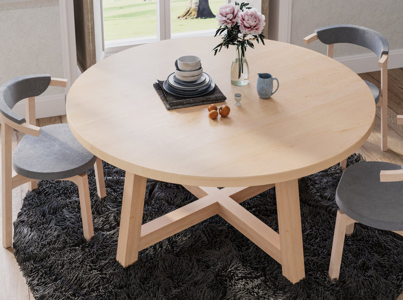 Round Maple Dining Table Croft Base – Brick Mill Furniture