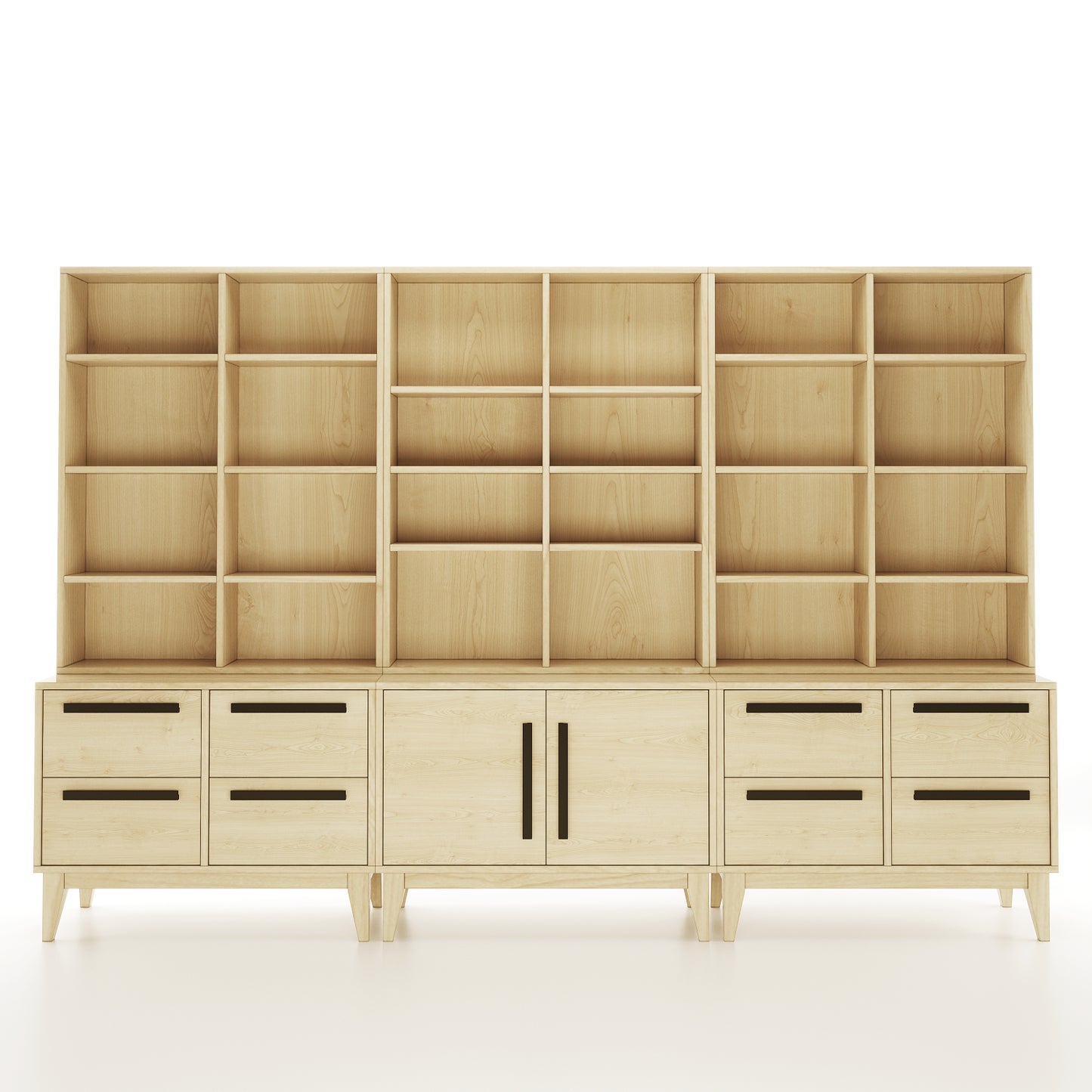 Maple Sectional Bookcase facing the camera on a white background