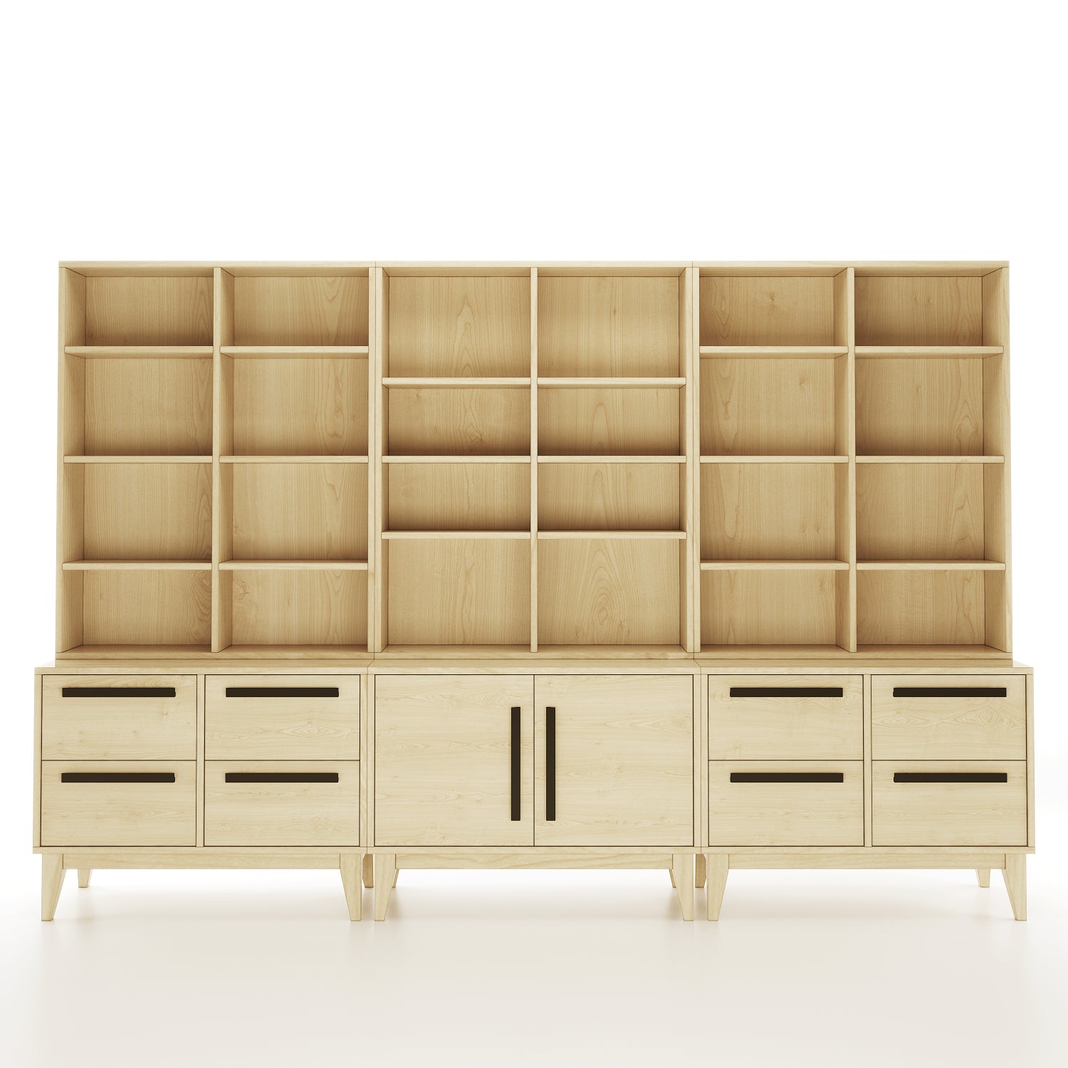 Maple Sectional Bookcase facing the camera on a white background