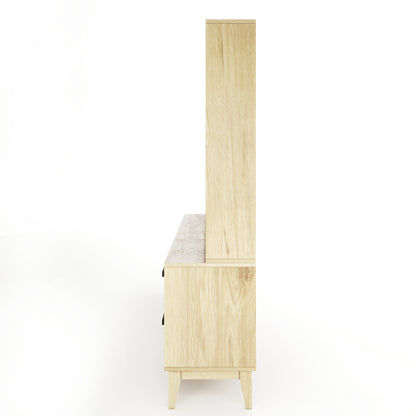 A side angle of an oak sectional bookcase on a white background