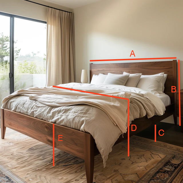 Diagram showcasing the dimensions of a bed frame