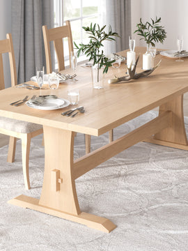 Trestle Table With Upholstered Dining Chairs