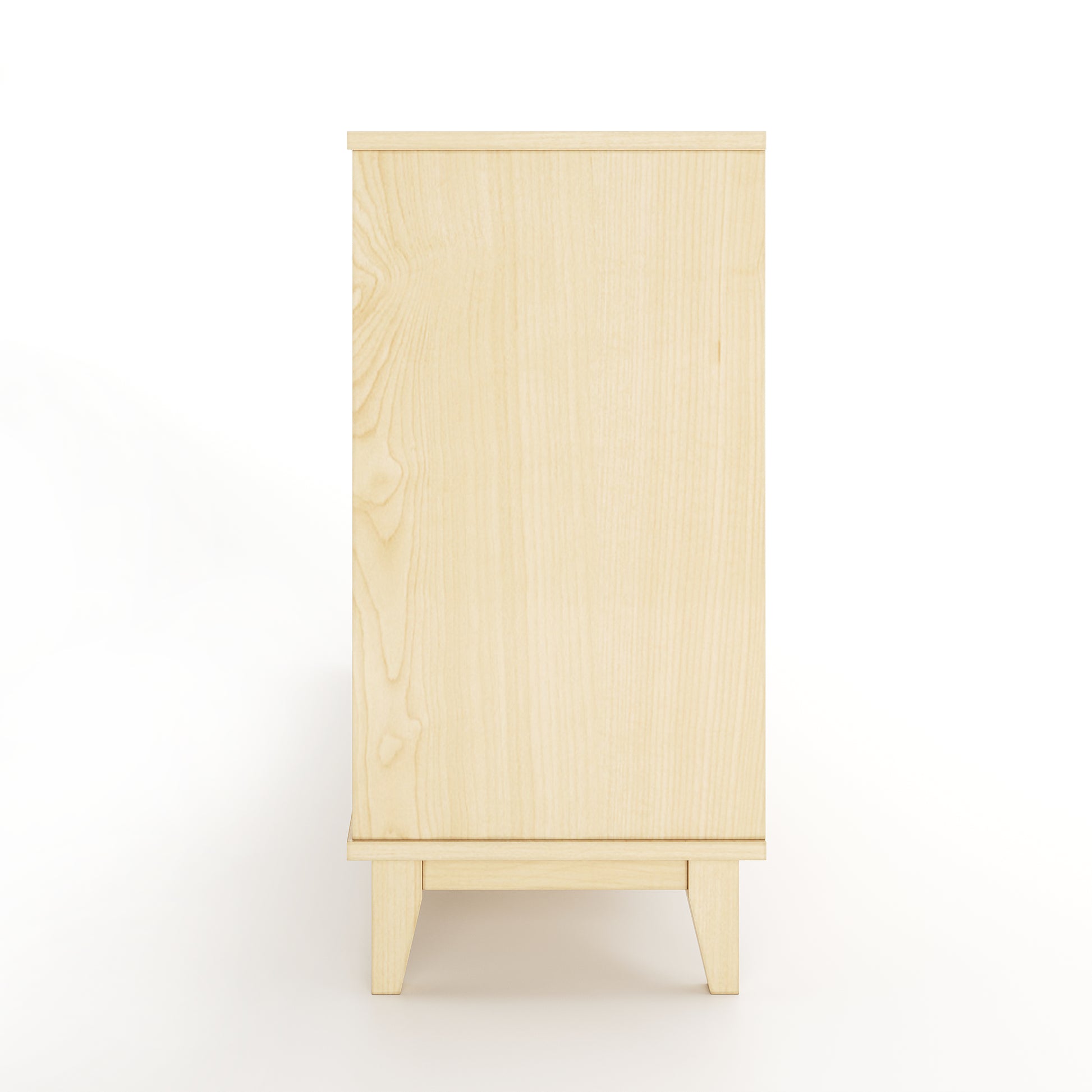Wooden cabinet with a textured finish on a white background