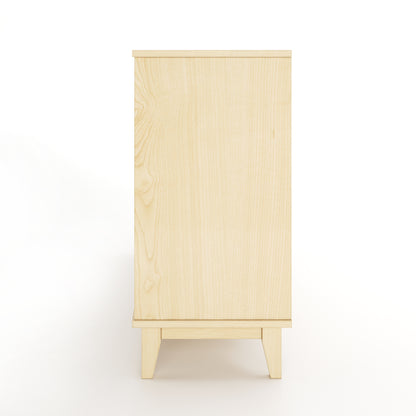 Wooden cabinet with a textured finish on a white background