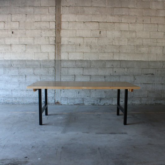 Maple End Extension Dining Table Wide Shot No Extensions