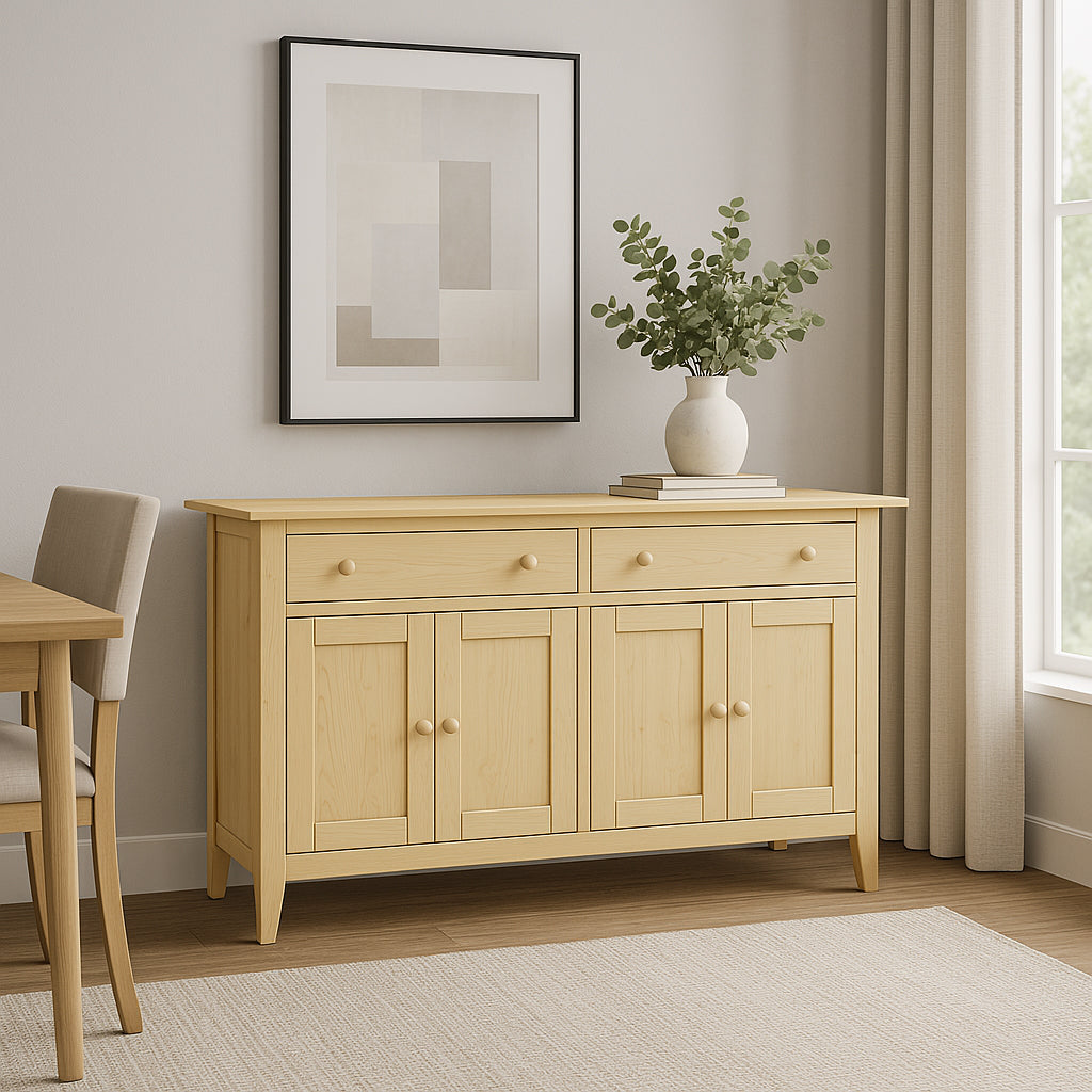 Maple Mifflin Buffet Table in a well lit dining room