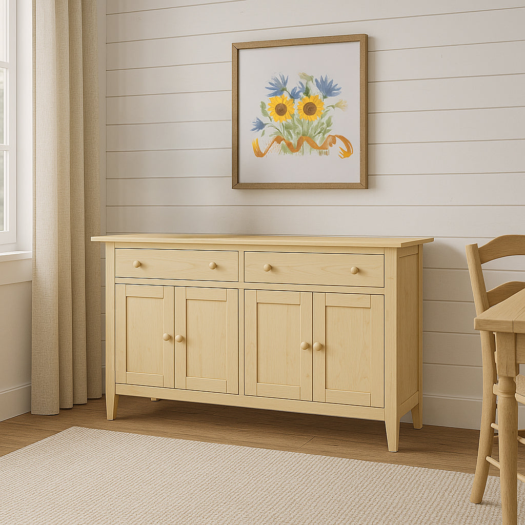 Maple Mifflin Buffet Table in a well lit dining room