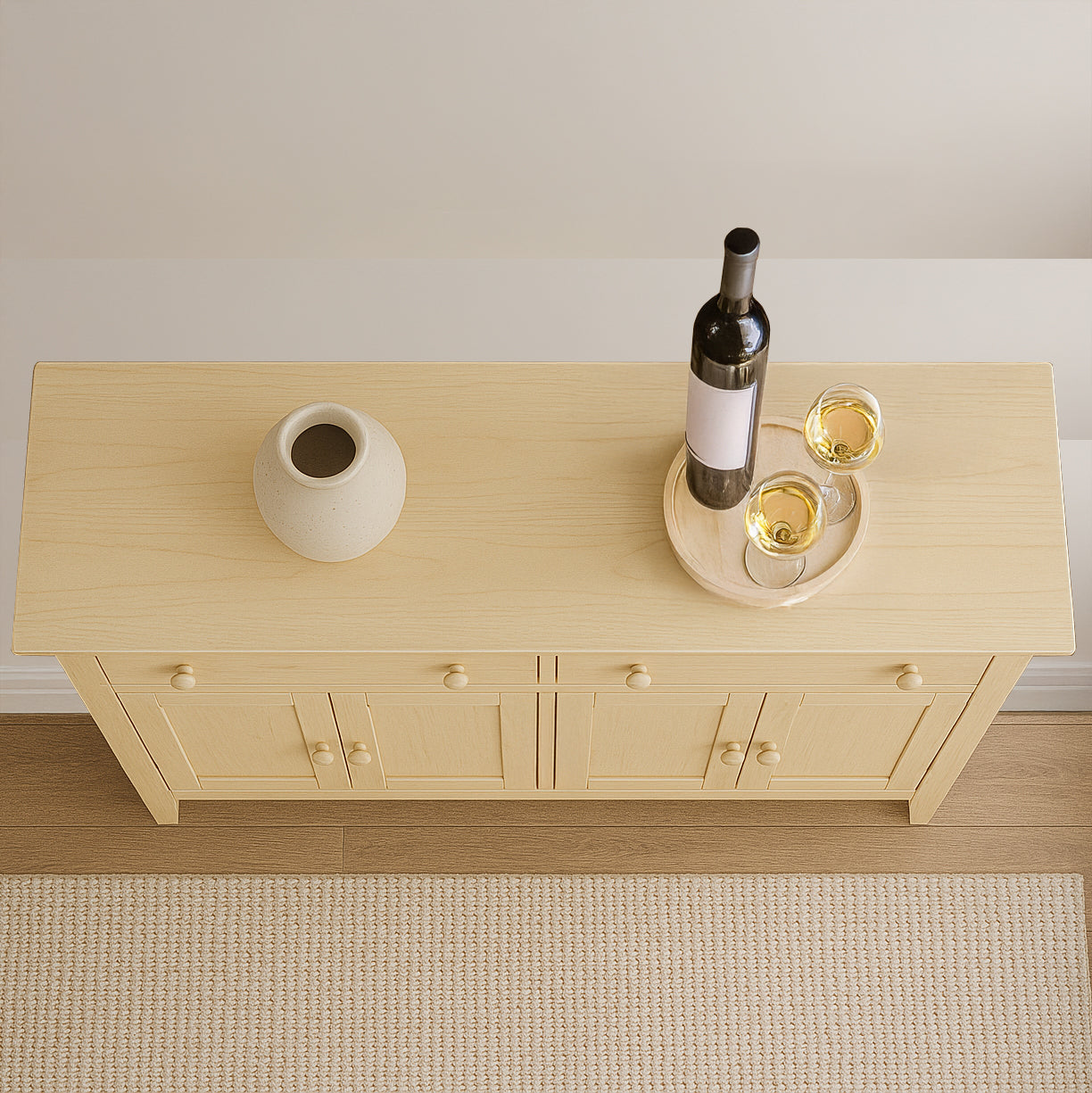 Maple Mifflin Buffet Table in a well lit dining room