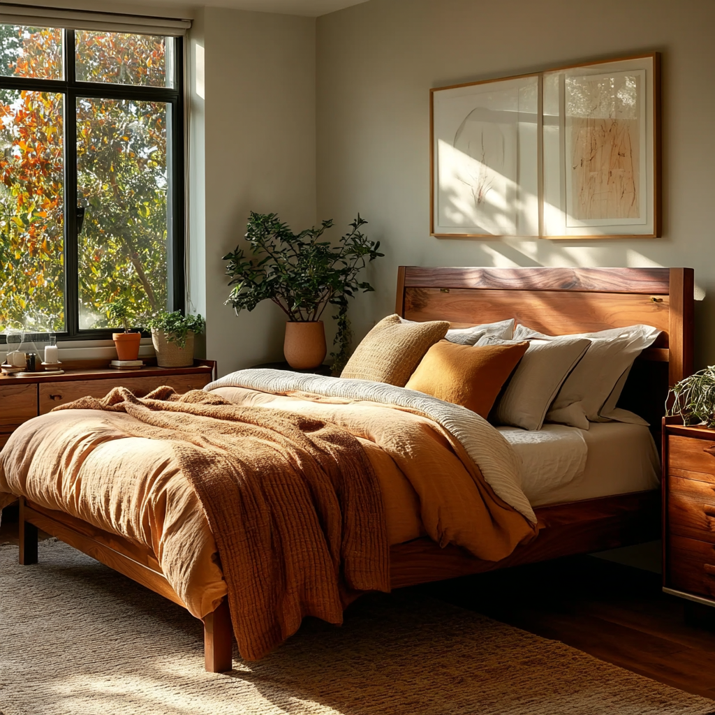 Moore Walnut Bed Frame Angle
