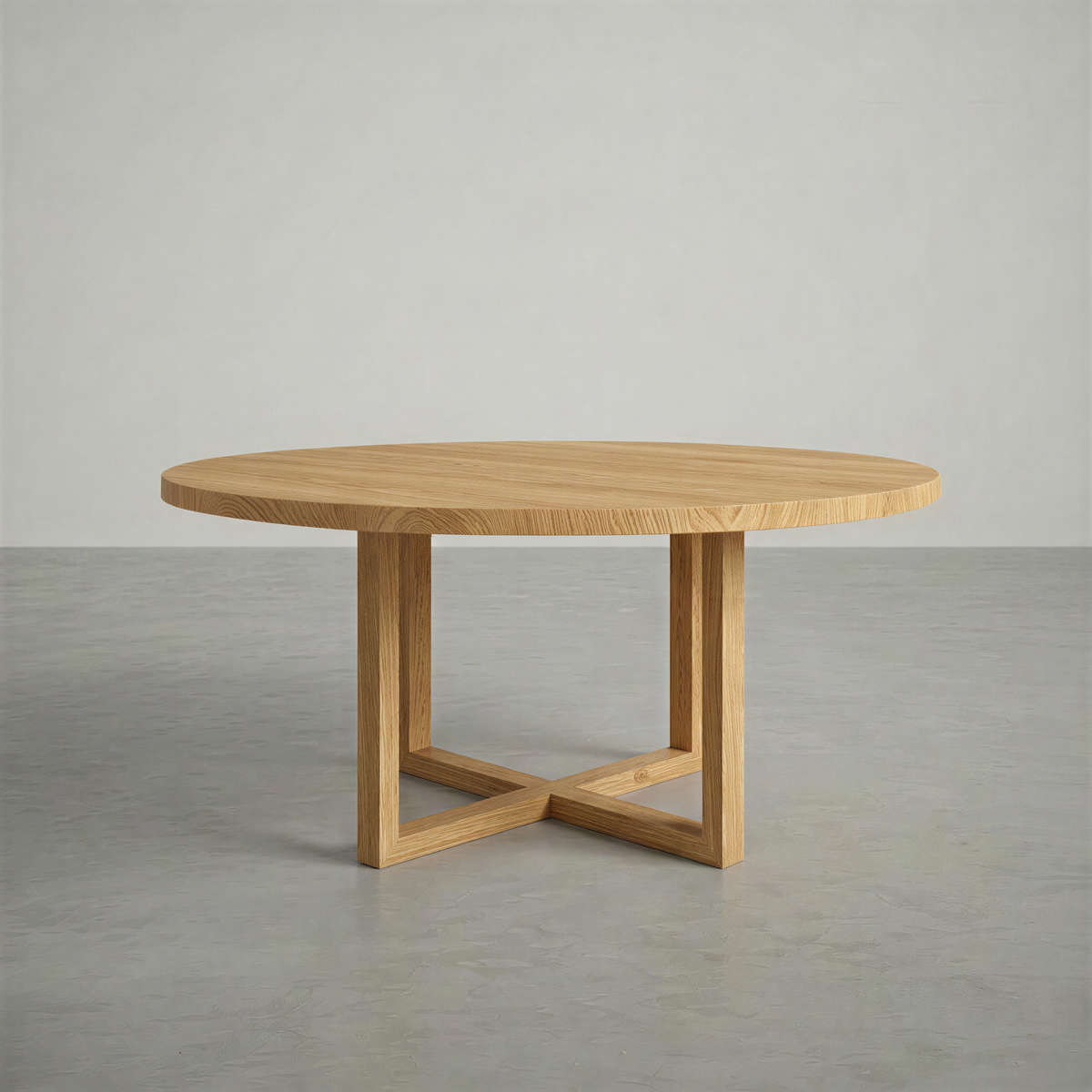 Oak Florentine dining table in a studio setting