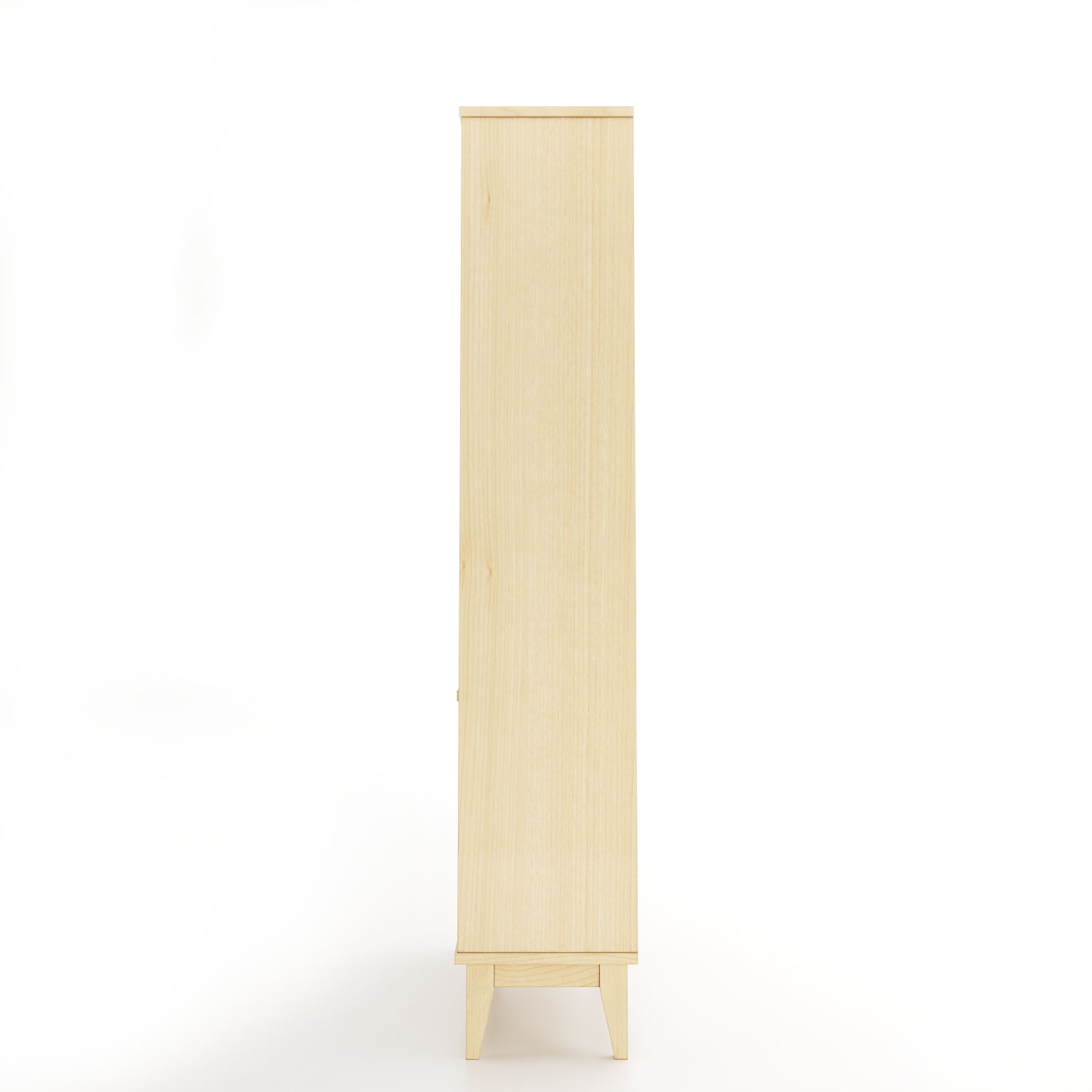 Side angle of maple bookcase