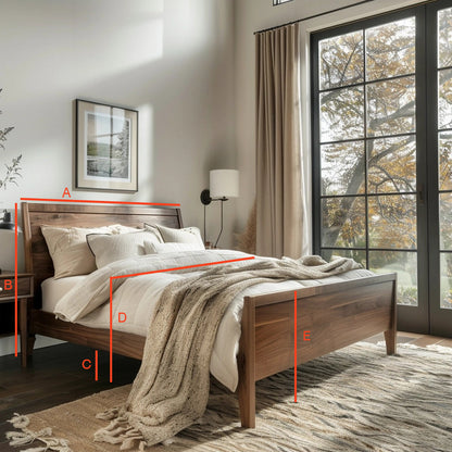 Diagram showcasing the dimensions of a bed frame