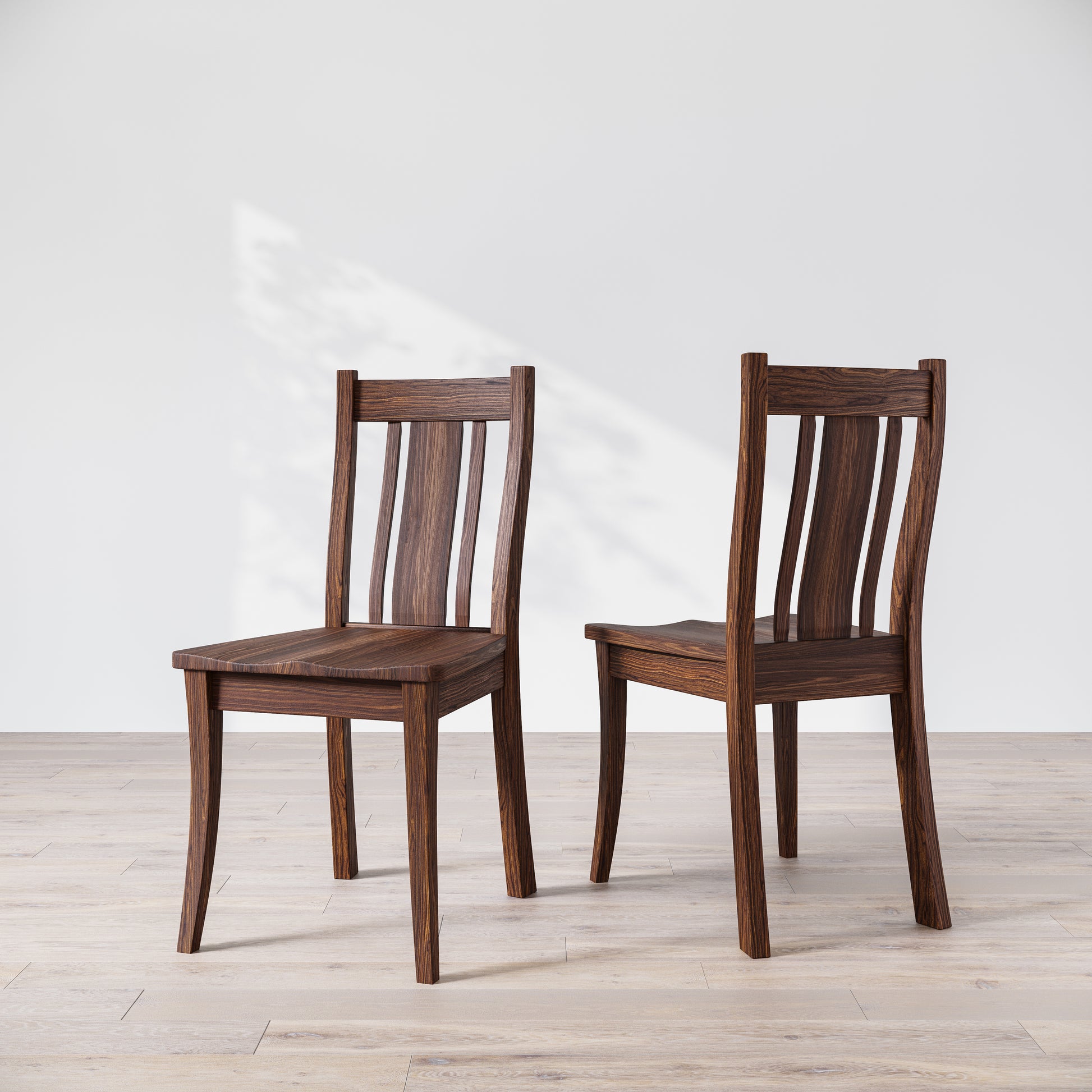 Walnut chair on white background