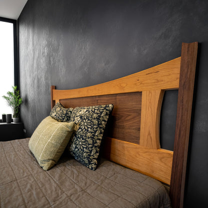 The Valamont Walnut + Cherry Bed Frame and Headboard