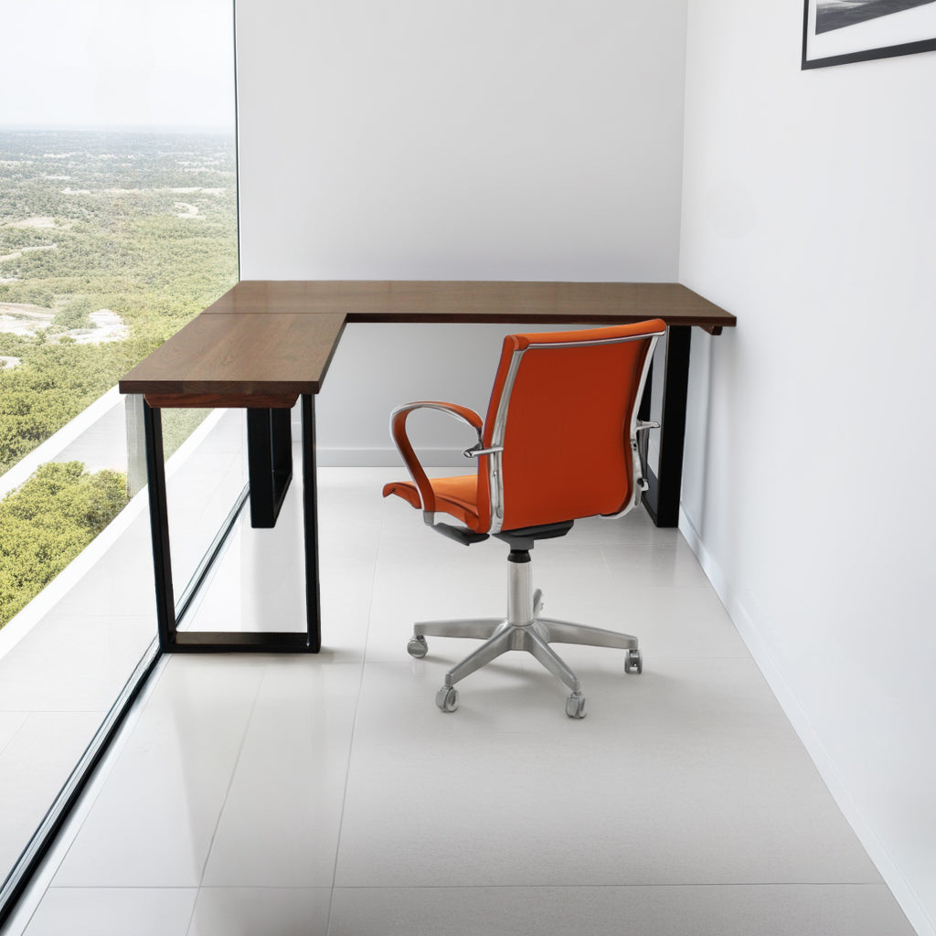 Walnut L-Shape Desk + Modern Legs