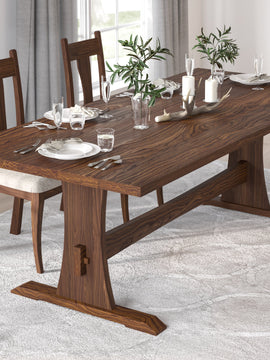 Trestle Table With Upholstered Dining Chairs