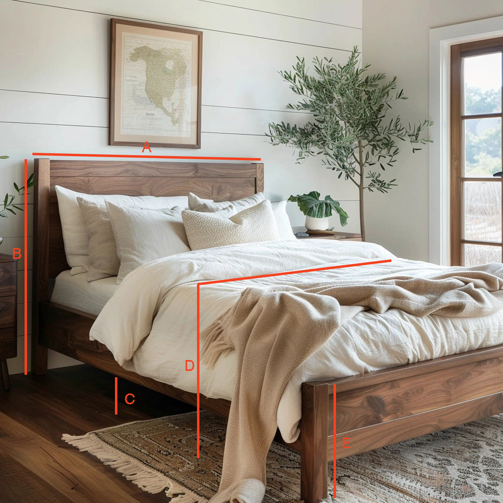 Diagram showcasing the dimensions of a bed frame