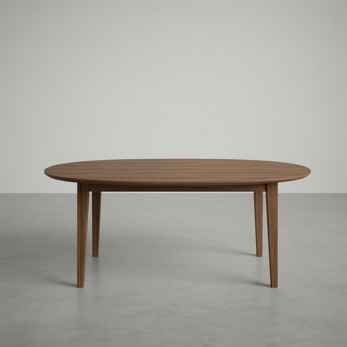 Wooden dining table on a gray background
