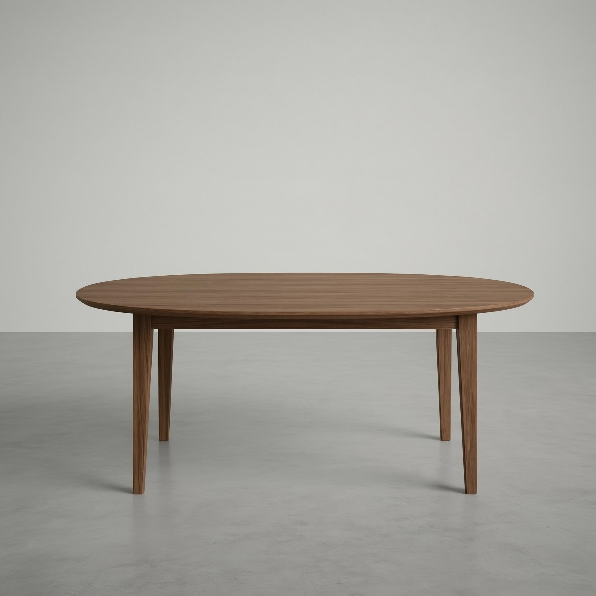 Wooden dining table on a gray background
