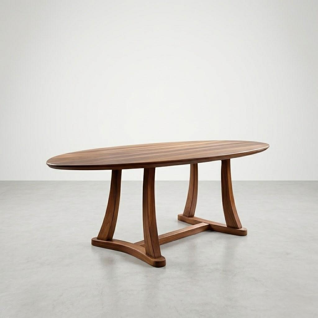 Wooden dining table on a plain background
