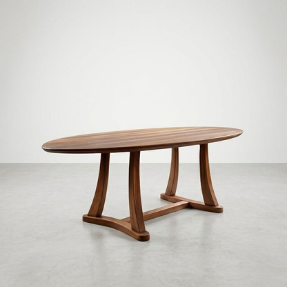Wooden dining table on a plain background