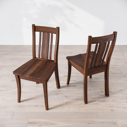 Top-down view of walnut Shapleigh dining chairs