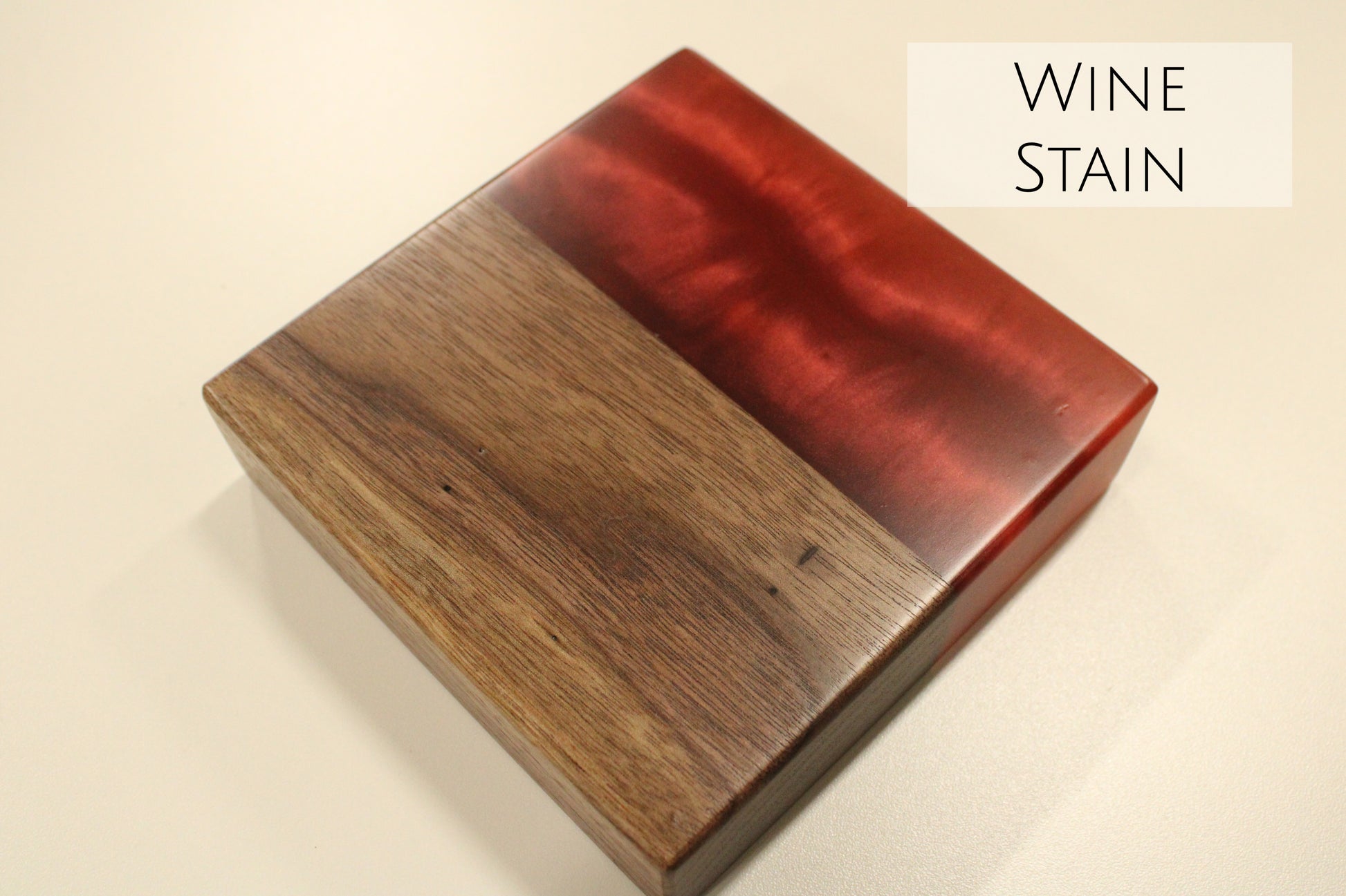 A walnut and red epoxy sample