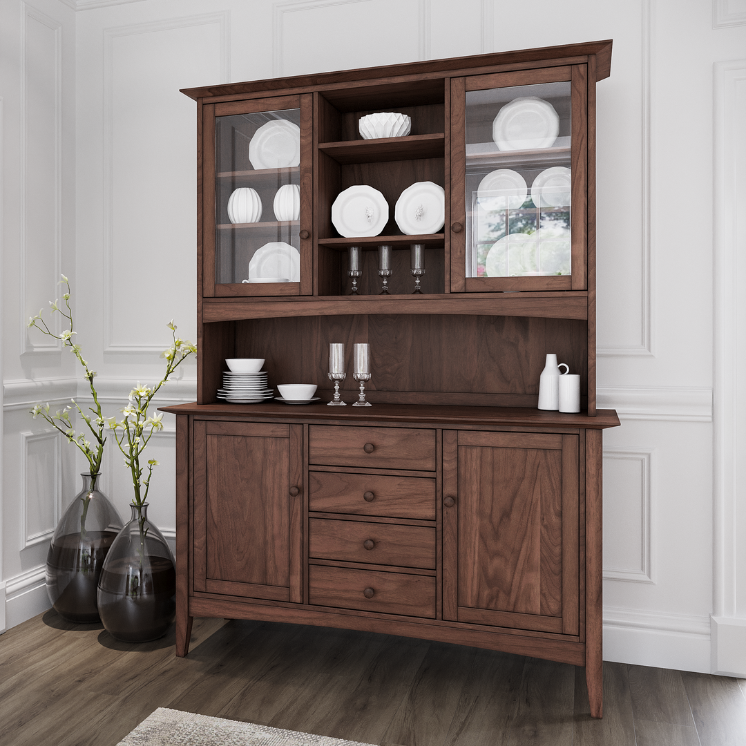 Wooden Classic Shaker Buffet and Hutch Brick Mill Furniture