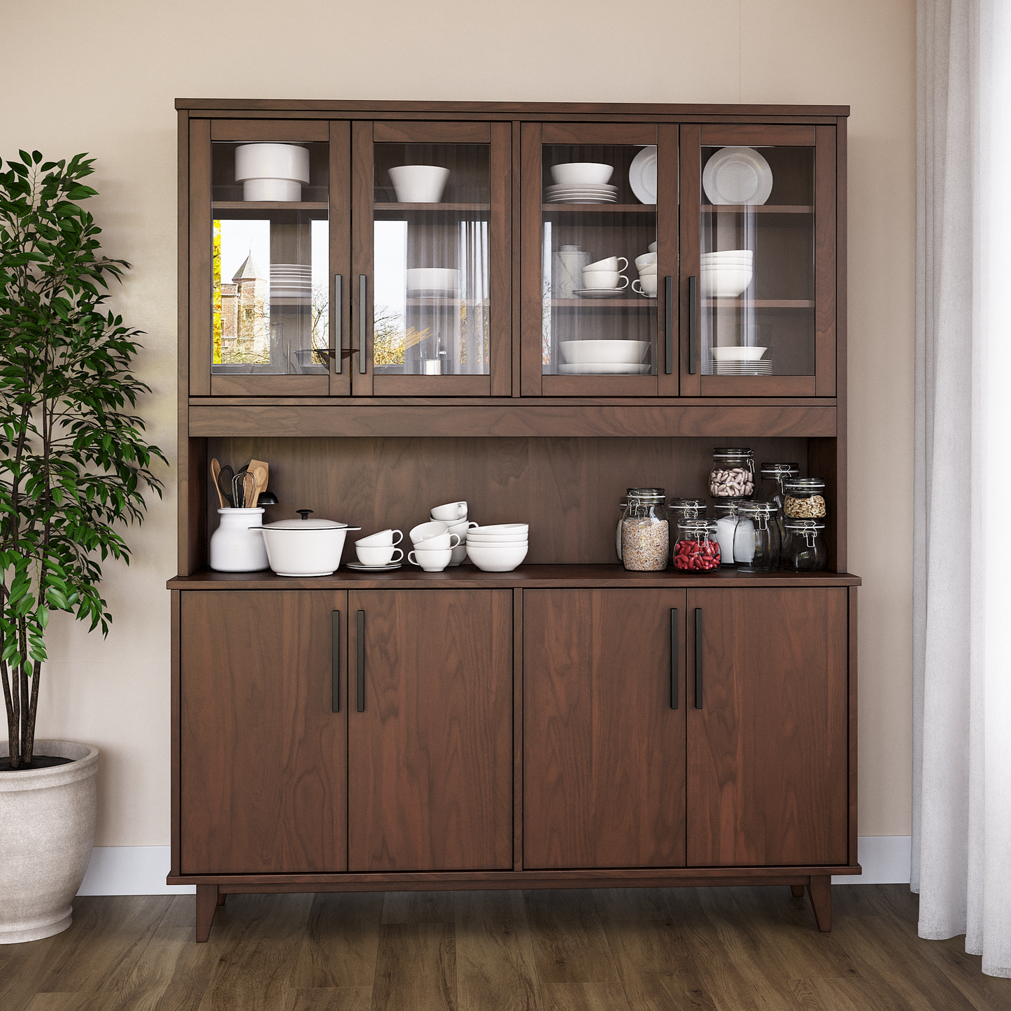 Wooden Country Buffet and Hutch