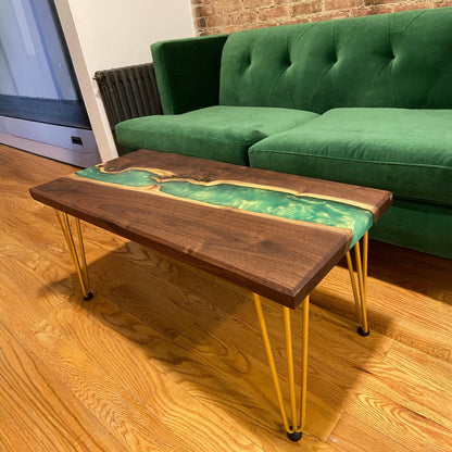 Mid-Century Modern Epoxy Coffee Table + Hairpin Legs