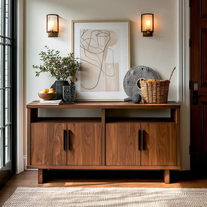 Open Top Shelf Wooden Dining Room Buffet Table