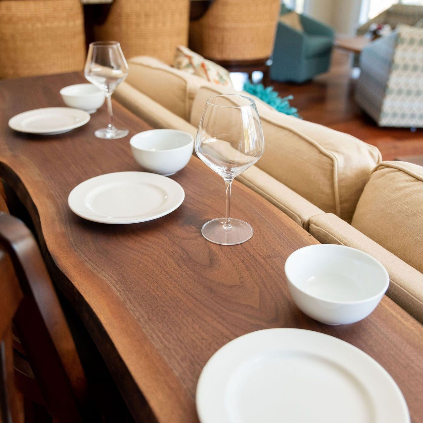 Live Edge Sofa Table, Behind The Couch Slab Table - Walnut - Brick Mill Furniture