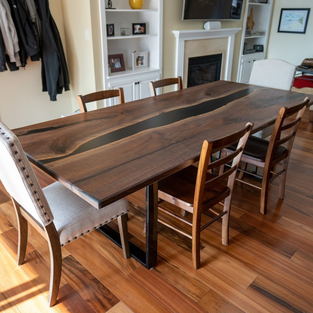 Live Edge Walnut Sofa Table + Modern Legs – Brick Mill Furniture