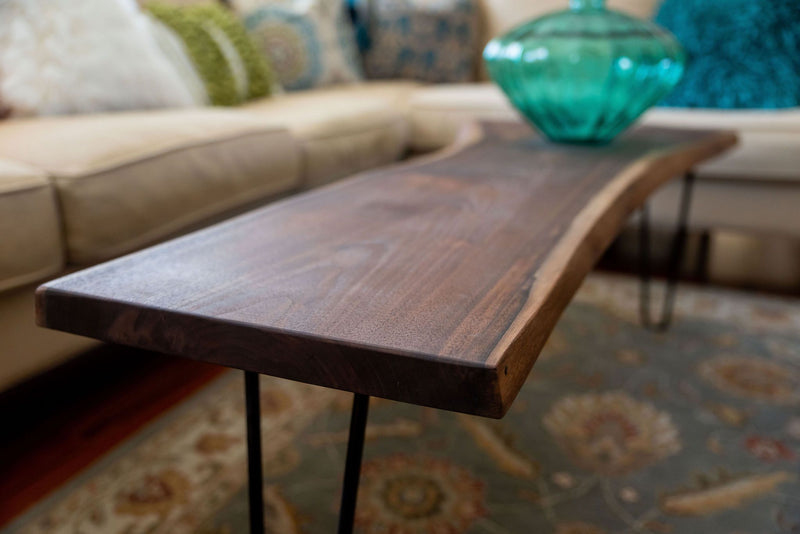 Live Edge Coffee Table, Wood Slab Coffee Table - Walnut - Brick Mill Furniture