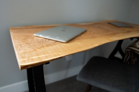 Live Edge Desk, Ash Computer Desk - Brick Mill Furniture