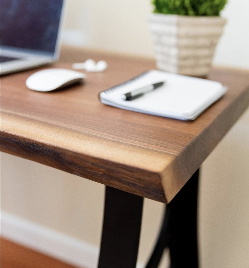 Oak Computer Desk for Office or Bedroom Wooden Table With Steel