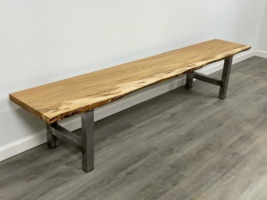 Maple Entryway Bench, Shoe Bench, Live Edge Bench - Brick Mill Furniture