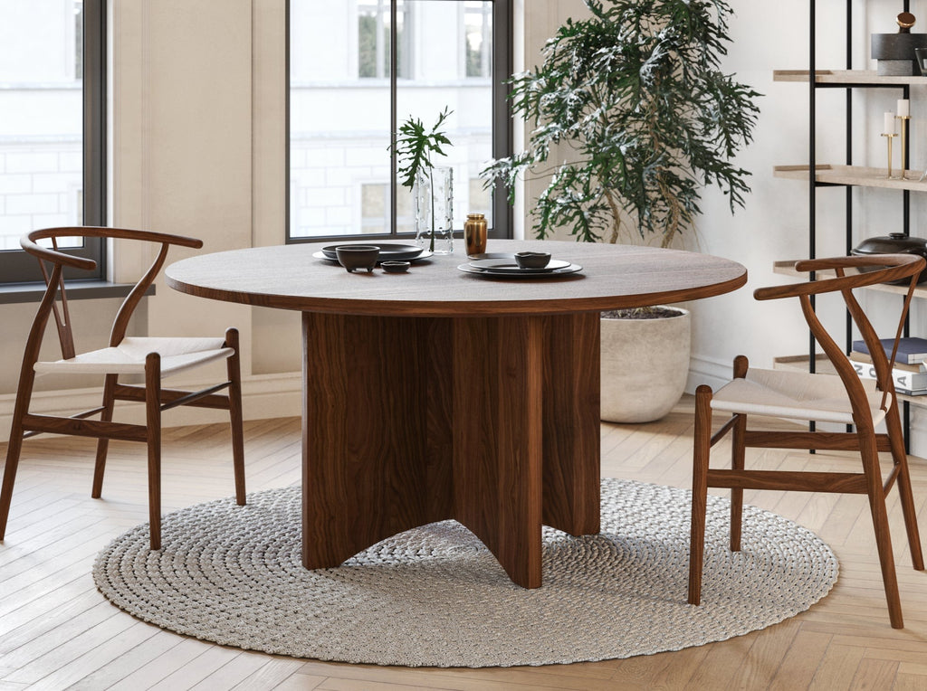 Modern Round Walnut Dining Table - Brick Mill Furniture