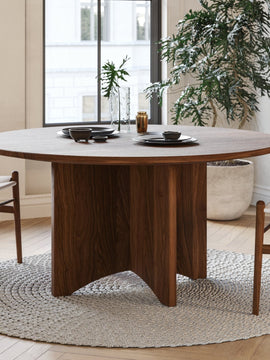 Modern Round Walnut Dining Table