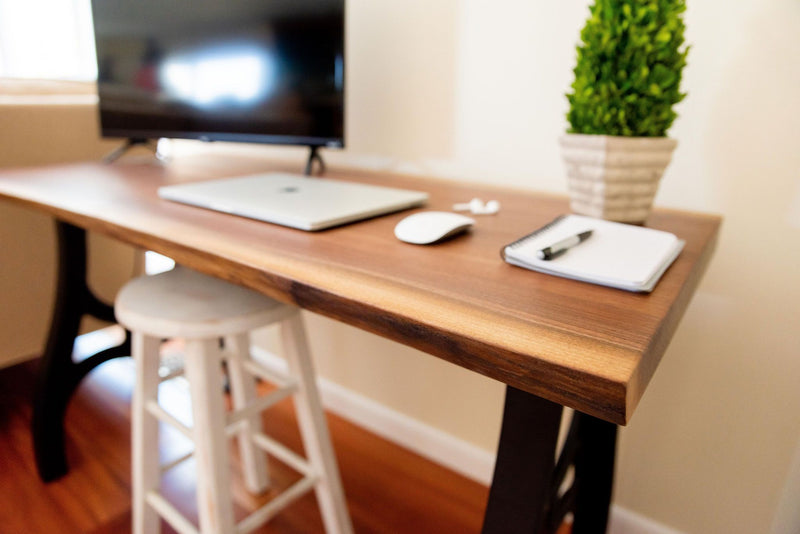 Modern Slab Desk, Small Live Edge Desk - Walnut - Brick Mill Furniture
