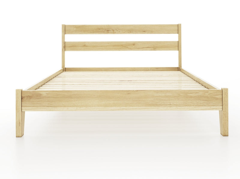 Oak Bedframe + Slatted Headboard - Brick Mill Furniture