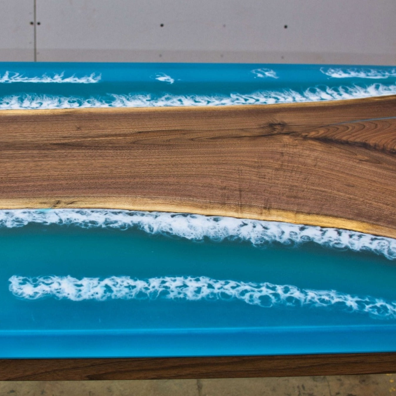 Ocean Live Edge Epoxy Table, Resin Wood Table, Ocean Table, Custom Epoxy Table, Epoxy Dining Table, Walnut Dine Table, Ocean Epoxy - Brick Mill Furniture