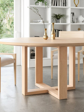 Round Maple Cross Base Dining Table