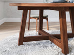 Round Walnut Dining Table Angled Cross Base - Brick Mill Furniture